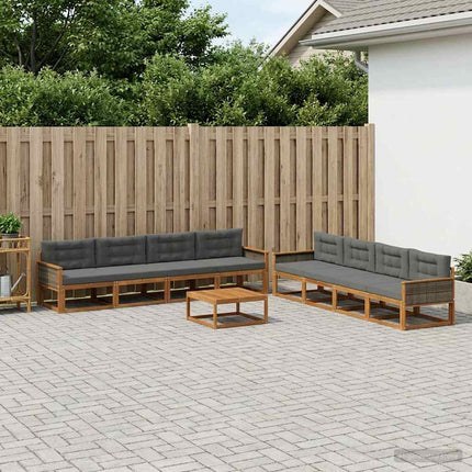Utomhussoffset med kudde 9 pcs Naturlig och Antracit