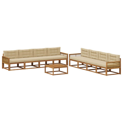 Utomhussoffset med kudde 9 pcs Naturlig och Beige