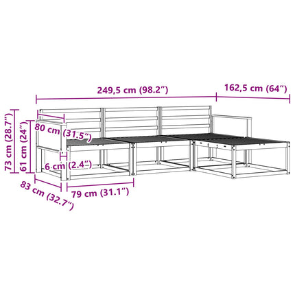 Utomhussoffset 4 pcs Naturlig Massivt Akaciaträ