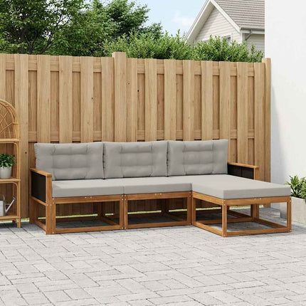 Utomhussoffset med kudde 4 pcs Naturlig och Ljusgrå