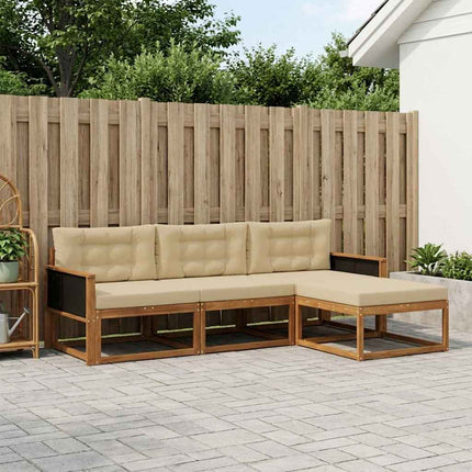 Utomhussoffset med kudde 4 pcs Naturlig och Beige