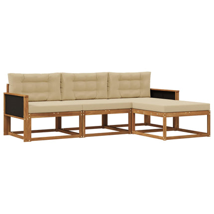 Utomhussoffset med kudde 4 pcs Naturlig och Beige