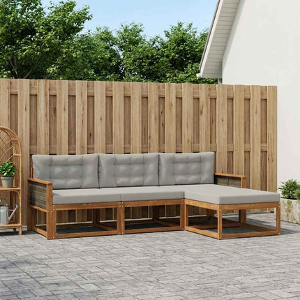 Utomhussoffset med kudde 4 pcs Naturlig och Ljusgrå