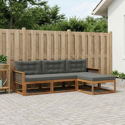 Utomhussoffset med kudde 4 pcs Naturlig och Antracit