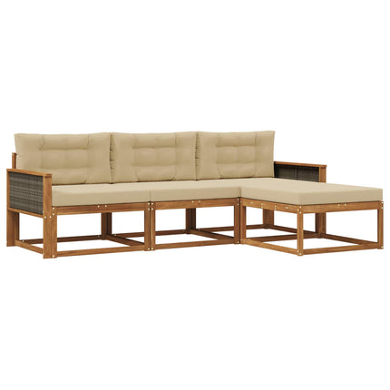 Utomhussoffset med kudde 4 pcs Naturlig och Beige