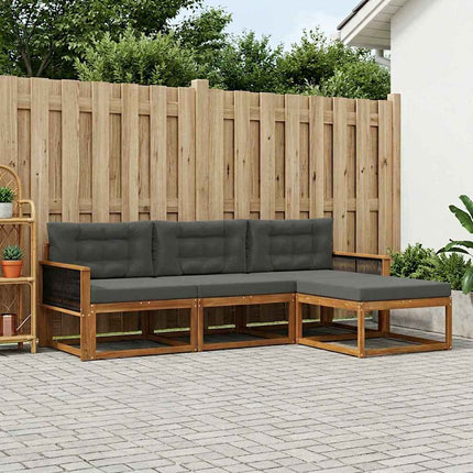 Utomhussoffset med kudde 4 pcs Naturlig och Antracit