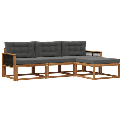 Utomhussoffset med kudde 4 pcs Naturlig och Antracit