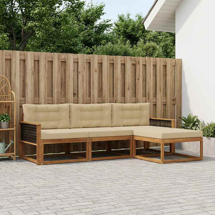 Utomhussoffset med kudde 4 pcs Naturlig och Beige