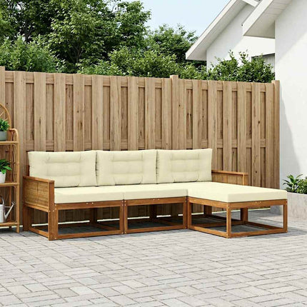 Utomhussoffset med kudde 4 pcs Naturlig och Grädde