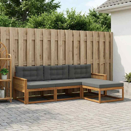 Utomhussoffset med kudde 4 pcs Naturlig och Antracit