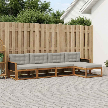 Utomhussoffset med kudde 5 pcs Naturlig och Ljusgrå