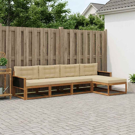 Utomhussoffset med kudde 5 pcs Naturlig och Beige