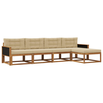 Utomhussoffset med kudde 5 pcs Naturlig och Beige