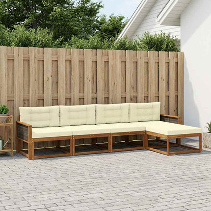 Utomhussoffset med kudde 5 pcs Naturlig och Grädde