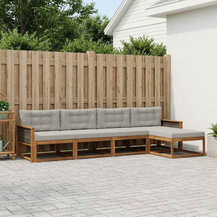 Utomhussoffset med kudde 5 pcs Naturlig och Ljusgrå