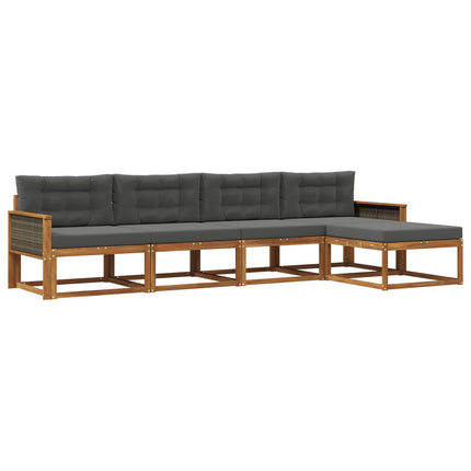 Utomhussoffset med kudde 5 pcs Naturlig och Antracit