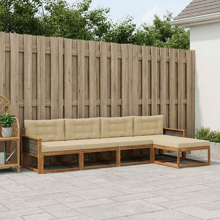 Utomhussoffset med kudde 5 pcs Naturlig och Beige