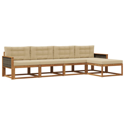 Utomhussoffset med kudde 5 pcs Naturlig och Beige