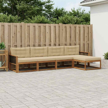 Utomhussoffset med kudde 5 pcs Naturlig och Beige