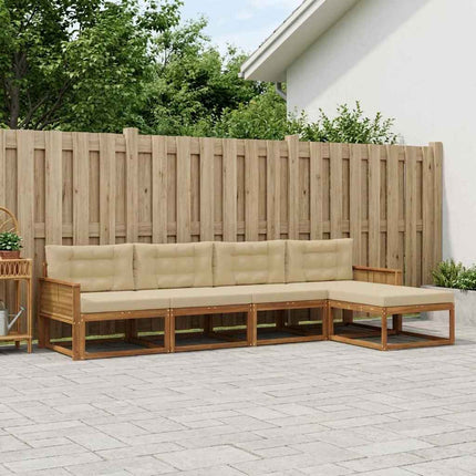 Utomhussoffset med kudde 5 pcs Naturlig och Beige