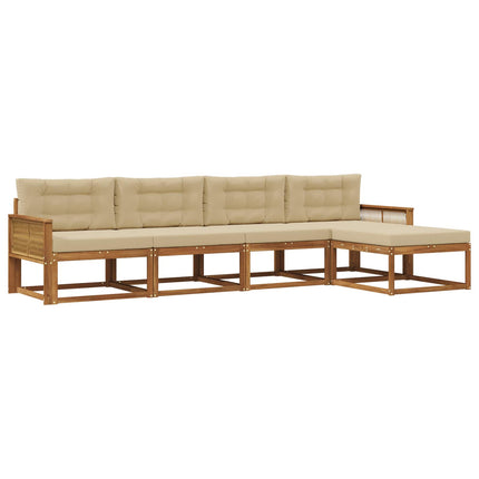 Utomhussoffset med kudde 5 pcs Naturlig och Beige