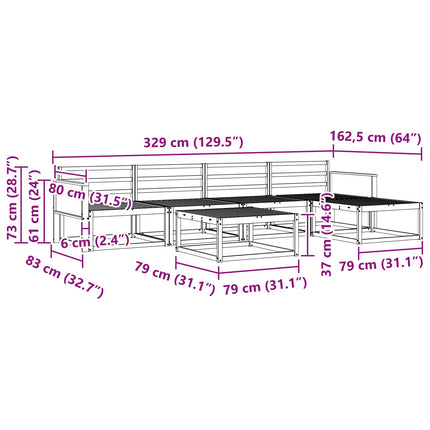 Utomhussoffset 6 pcs Naturlig Massivt Akaciaträ
