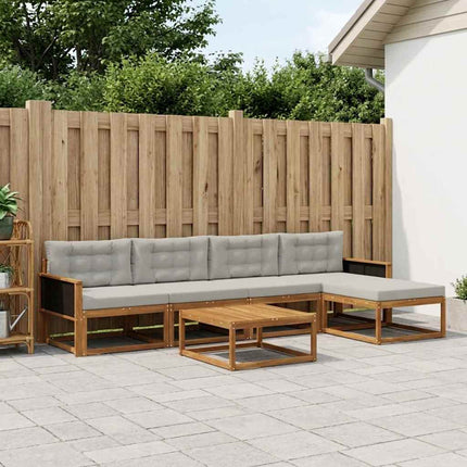 Utomhussoffset med kudde 6 pcs Naturlig och Ljusgrå