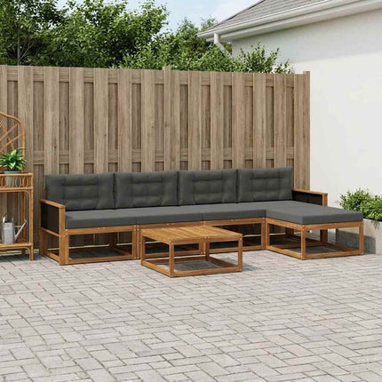 Utomhussoffset med kudde 6 pcs Naturlig och Antracit