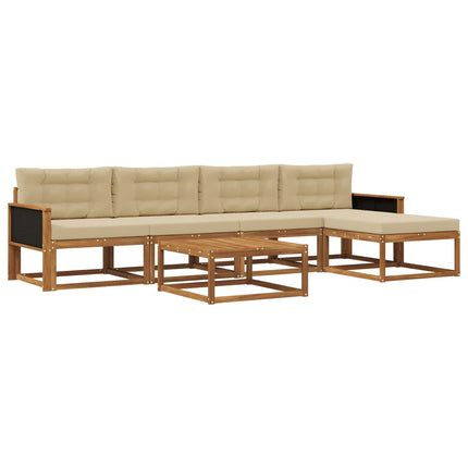Utomhussoffset med kudde 6 pcs Naturlig och Beige