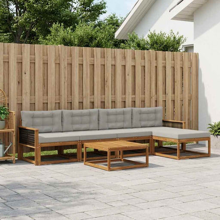 Utomhussoffset med kudde 6 pcs Naturlig och Ljusgrå