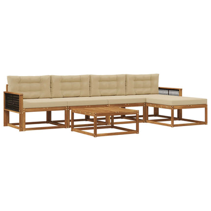 Utomhussoffset med kudde 6 pcs Naturlig och Beige
