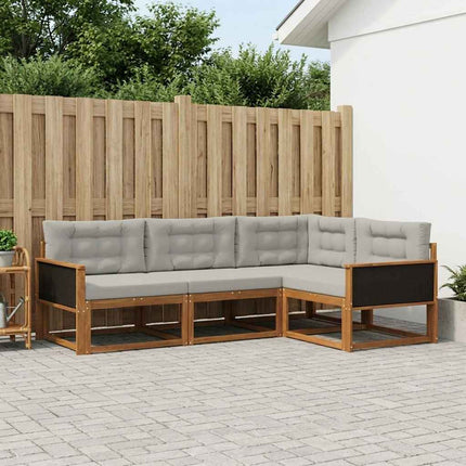 Utomhussoffset med kudde 4 pcs Naturlig och Ljusgrå