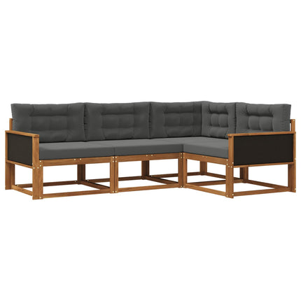 Utomhussoffset med kudde 4 pcs Naturlig och Antracit