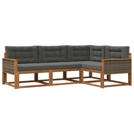 Utomhussoffset med kudde 4 pcs Naturlig och Antracit