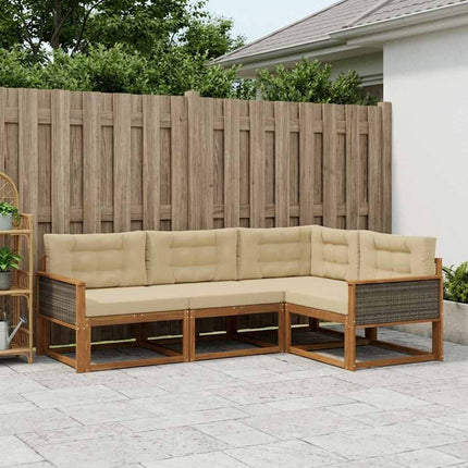 Utomhussoffset med kudde 4 pcs Naturlig och Beige