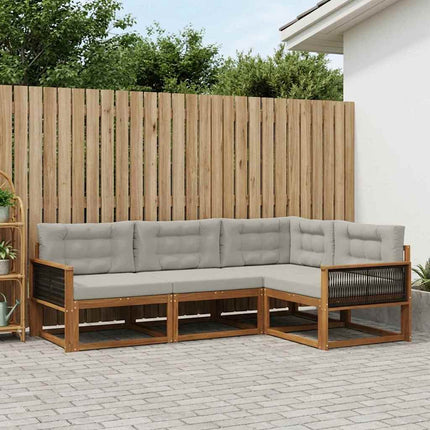Utomhussoffset med kudde 4 pcs Naturlig och Ljusgrå