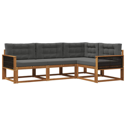 Utomhussoffset med kudde 4 pcs Naturlig och Antracit
