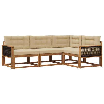 Utomhussoffset med kudde 4 pcs Naturlig och Beige