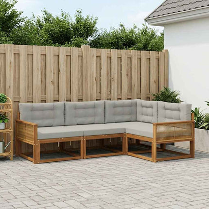 Utomhussoffset med kudde 4 pcs Naturlig och Ljusgrå