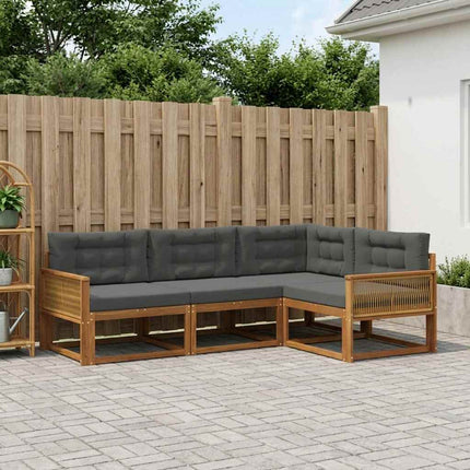 Utomhussoffset med kudde 4 pcs Naturlig och Antracit