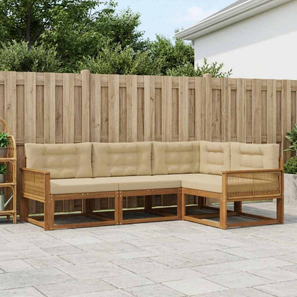 Utomhussoffset med kudde 4 pcs Naturlig och Beige