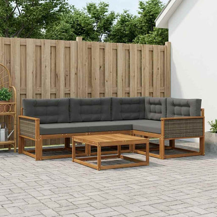 Utomhussoffset med kudde 5 pcs Naturlig och Antracit