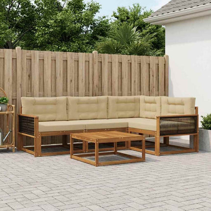 Utomhussoffset med kudde 5 pcs Naturlig och Beige