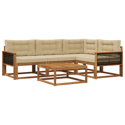 Utomhussoffset med kudde 5 pcs Naturlig och Beige