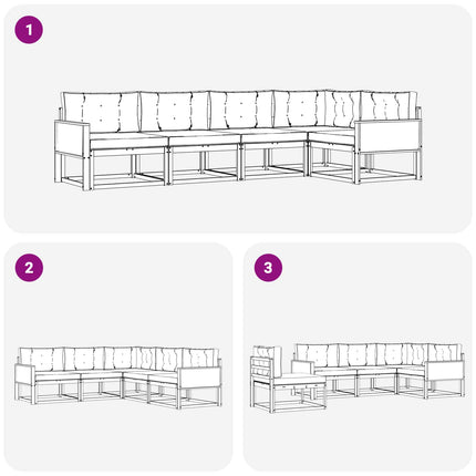 Utomhussoffset 5 pcs Naturlig och Antracit