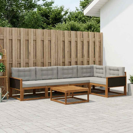 Utomhussoffset 6 pcs Naturlig och Ljusgrå
