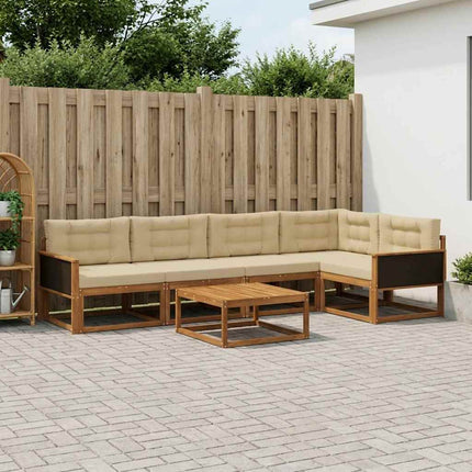 Utomhussoffset med kudde 6 pcs Naturlig och Beige