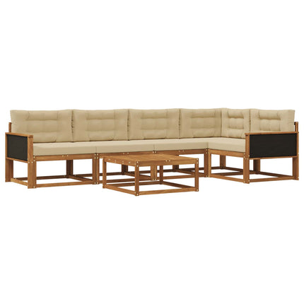 Utomhussoffset med kudde 6 pcs Naturlig och Beige
