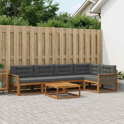 Utomhussoffset med kudde 6 pcs Naturlig och Antracit
