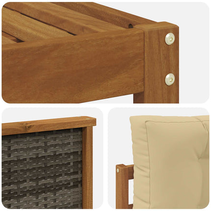 Utomhussoffset med kudde 6 pcs Naturlig och Beige